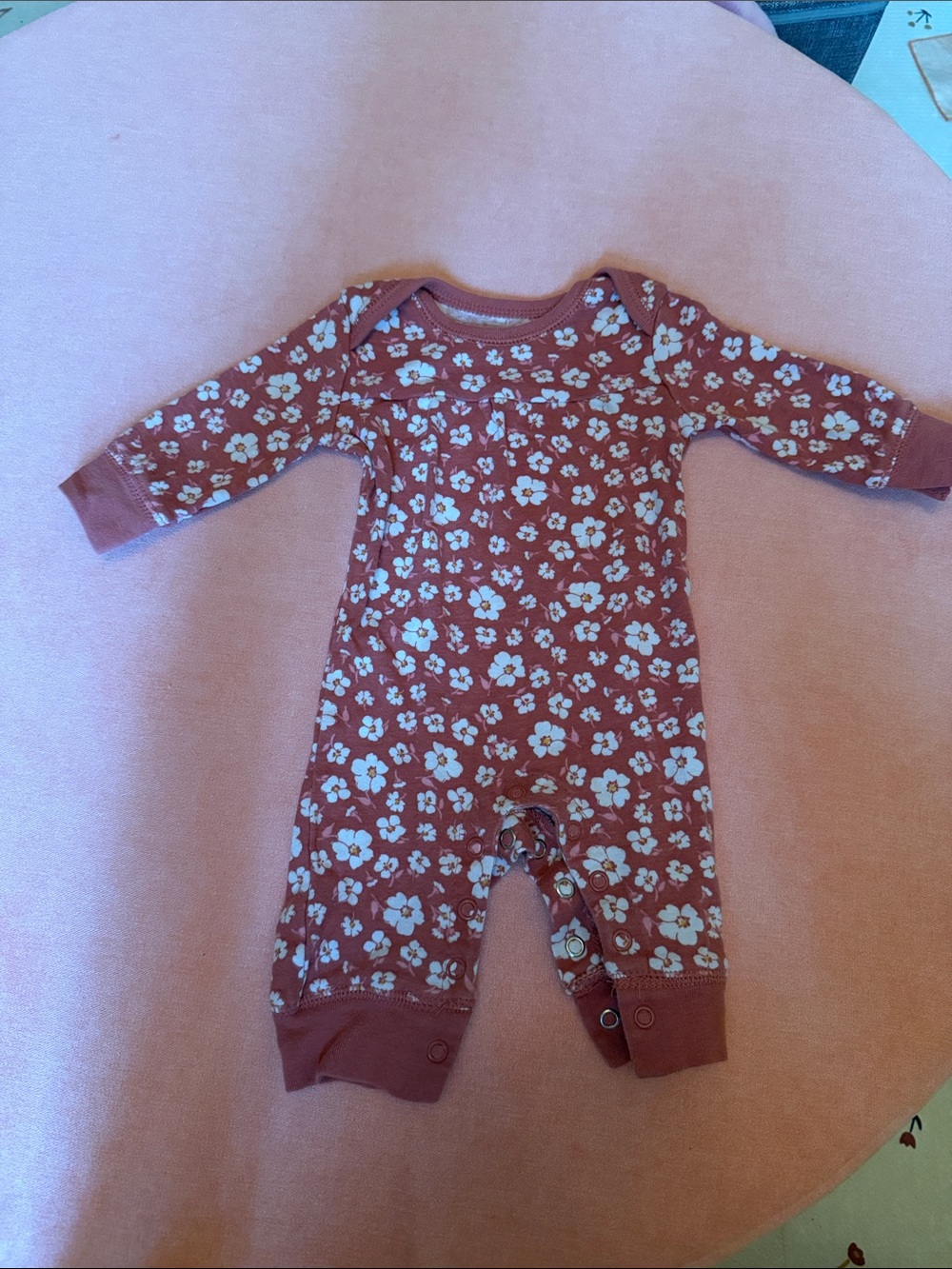 Carter's Rust Floral Long-Sleeve Footie
